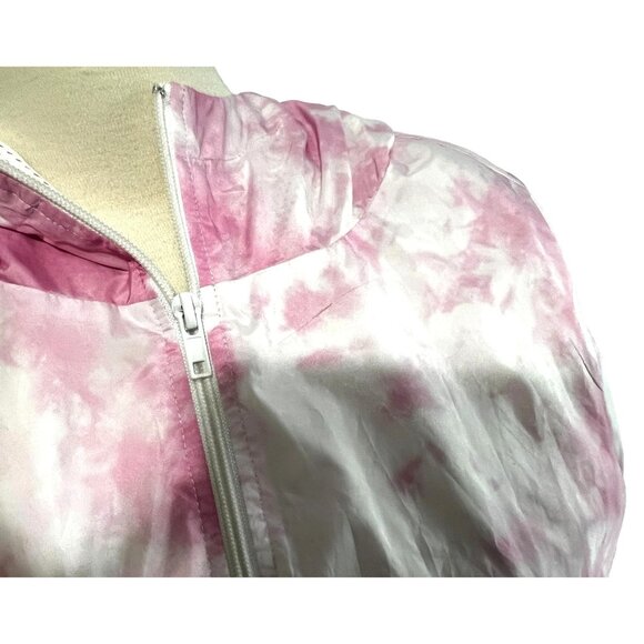 Forever 21 Plus Pink Tie Dye Windbreaker Jacket Sz 0XL Hooded - Picture 8 of 11